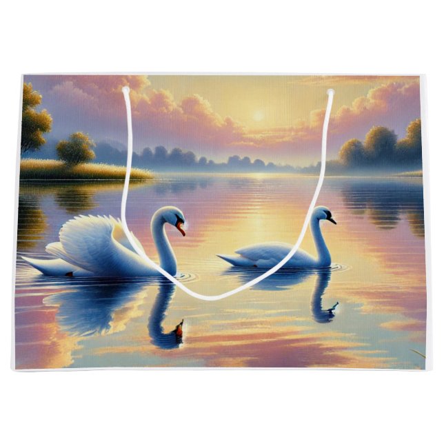 Ett par svanar glider på en serene sjö (Framsidan)