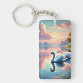 Ett par svanar glider på en serene sjö