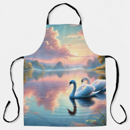 Ett par svanar glider på en serene sjö