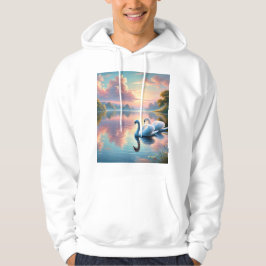 Ett par svanar glider på en serene sjö hoodie