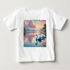 Ett par svanar glider på en serene sjö t shirt
