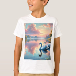 Ett par svanar glider på en serene sjö t shirt