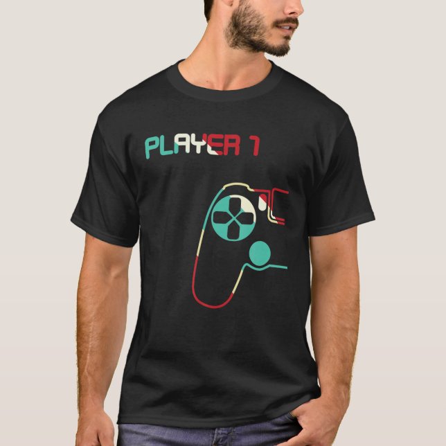 Ett par teve Player 1 Player 2-matchande spelare T Shirt (Framsida)