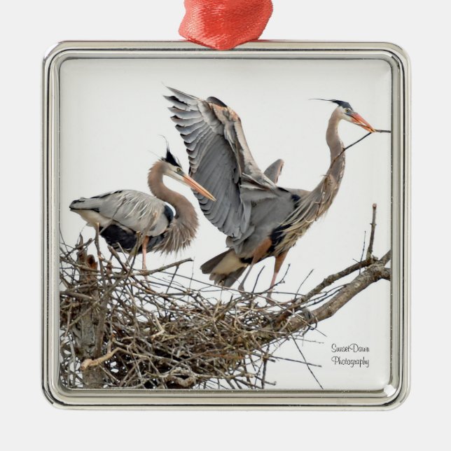 Ett par Underbarare blå Heroner Julgransprydnad Metall (Framsidan)