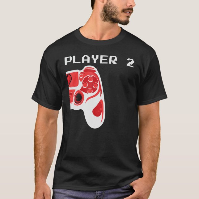 Ett par Valentine Gamer Player två 2-spelkontroll T Shirt (Framsida)