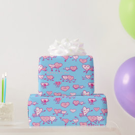 Ett par Valentine Rosa Dance Hearts Wrapping Pappe Presentpapper