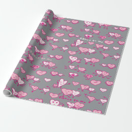 Ett par Valentine Rosa Dance Hearts Wrapping Pappe Presentpapper