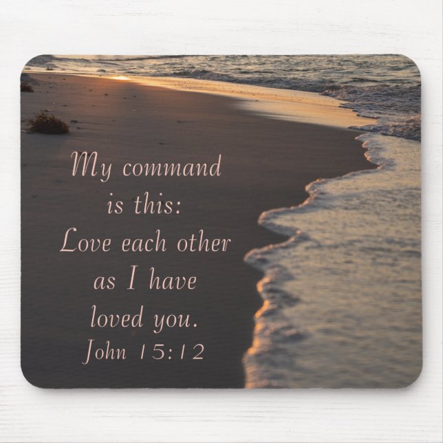 Ett par Walking Beach vid Sunrise John 15 12 Musmatta (Framsidan)
