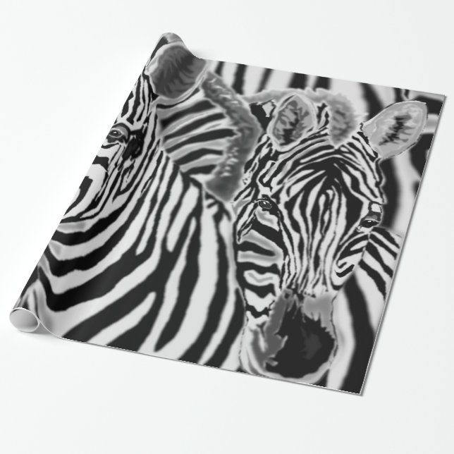 Ett par Zebra Wrapping Papper Presentpapper (Utrullad)