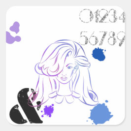 Ett pekmärke för Färg vattenfärgplattor Fyrkantigt Klistermärke