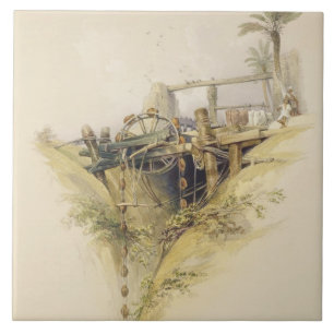 Ett persiskt vatten rullar, använt, i att lyfta kakelplatta