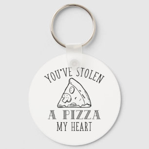Ett pizza mitt hjärta nyckelring
