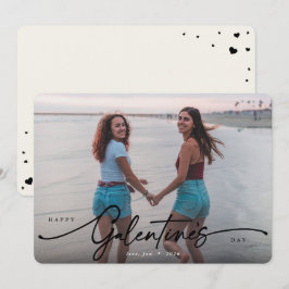 Ett platt foto med elegant Script Galentine's Day Julkort