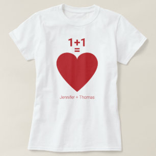 Ett plus ett är lika med Kärlek, rött hjärta, anpa T Shirt