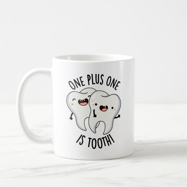 Ett plus ett är tandnoting Dental Pun Kaffemugg (Vänster)
