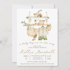 Ett Pojke är på väg! Babyskor för kläder Inbjudningar