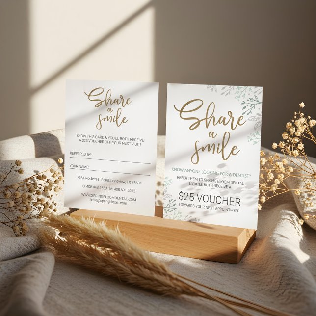  ett program för tandrekoration vid sjömil visitkort (Share a Smile Dental Referral Program Business Card)