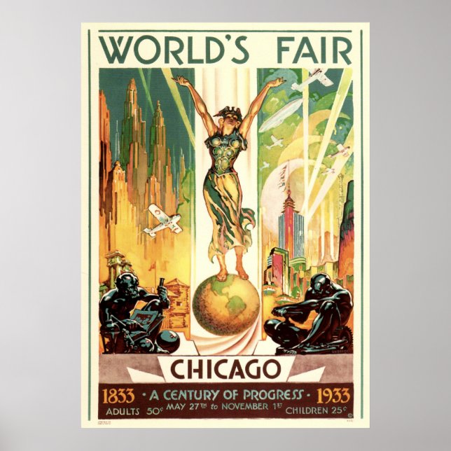 Ett Progress-århundrade - 1933 Chicago World's Fai Poster (Framsidan)