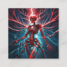 Ett pulserande, rött, djävulskt skelett är en bild fyrkantigt visitkort