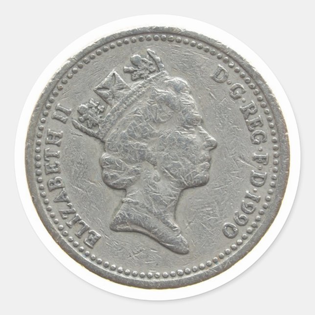 Ett pund runt klistermärke (Framsida)