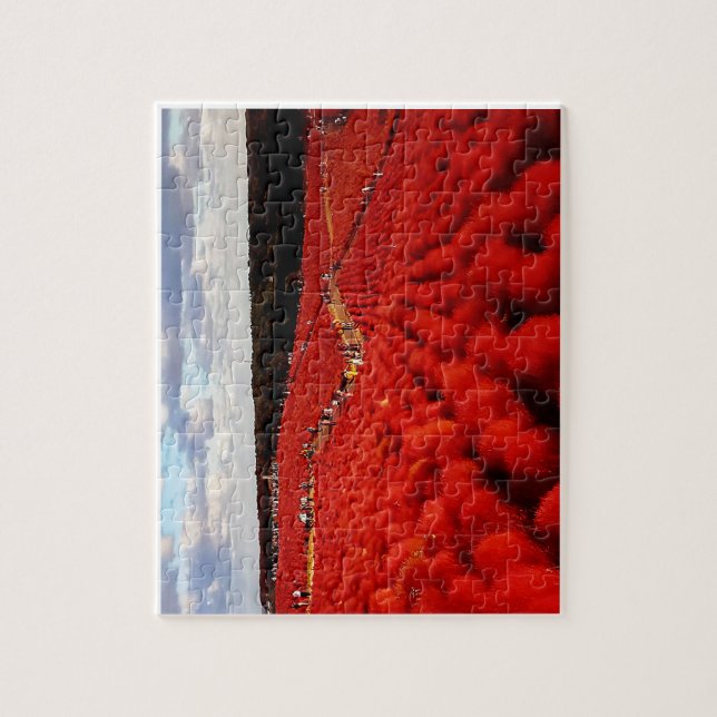 Ett pussel backe av rödfärgad kochia (Vertikal)