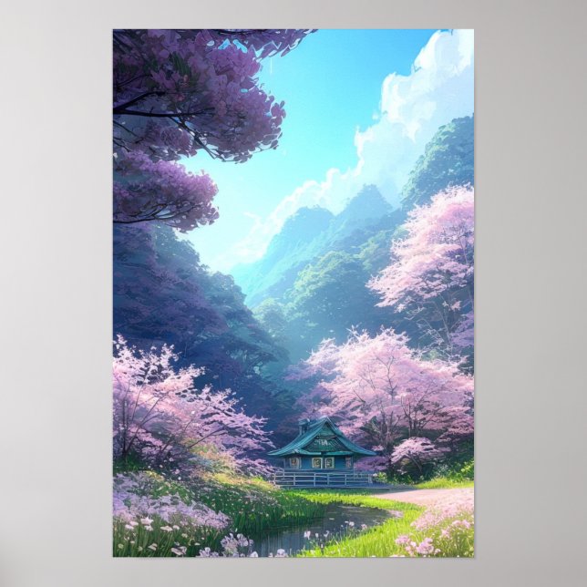 Ett Quaint Wooden House på landsbygden Poster (Framsidan)