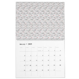 Ett raffinerat blommotiv i vitt och grått, present kalender