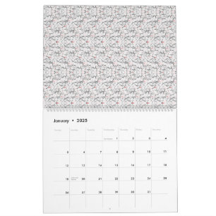 Ett raffinerat blommotiv i vitt och grått, present kalender