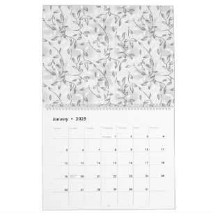 Ett raffinerat svart och vitt blomster motiv, höjd kalender