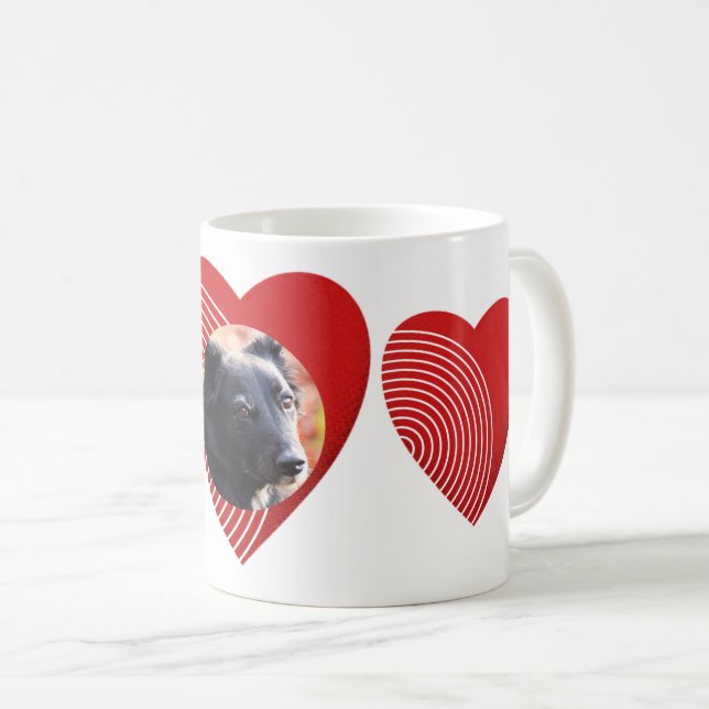 Ett randigt rött hjärta kaffemugg (Framsida höger)