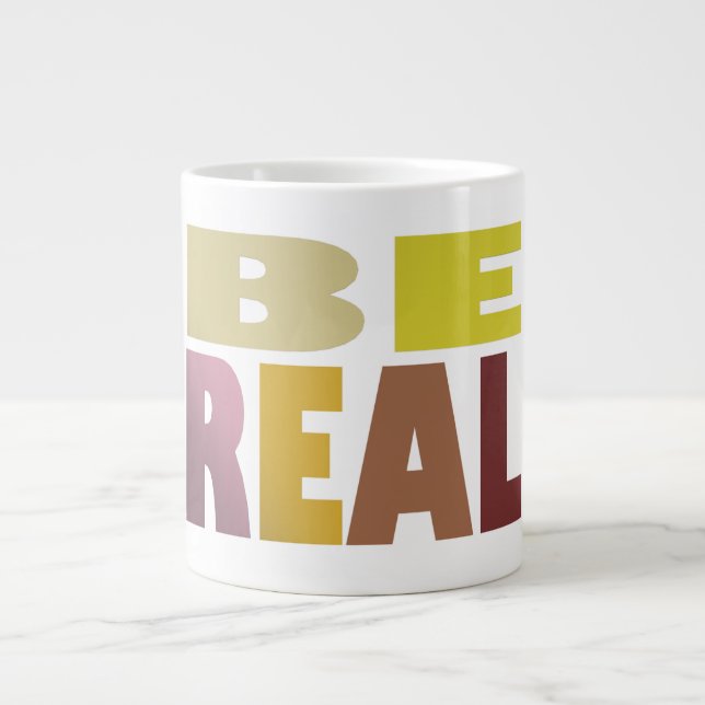 Ett riktigt designmeddelande, bunt brev jumbo mugg (Framsidan)