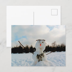 Ett riktigt landskapsfoto Snögubbe och en vinter Helg Vykort