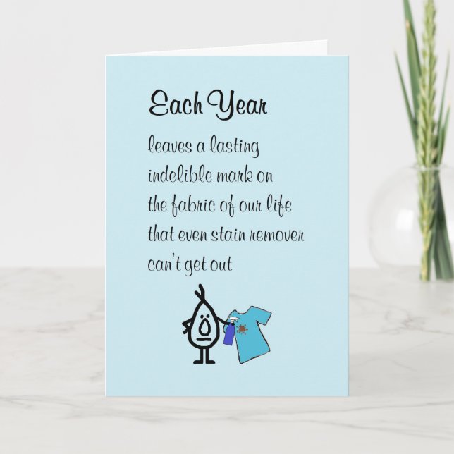 Ett roligt födelsedagsdikt varje år kort (Framsida)