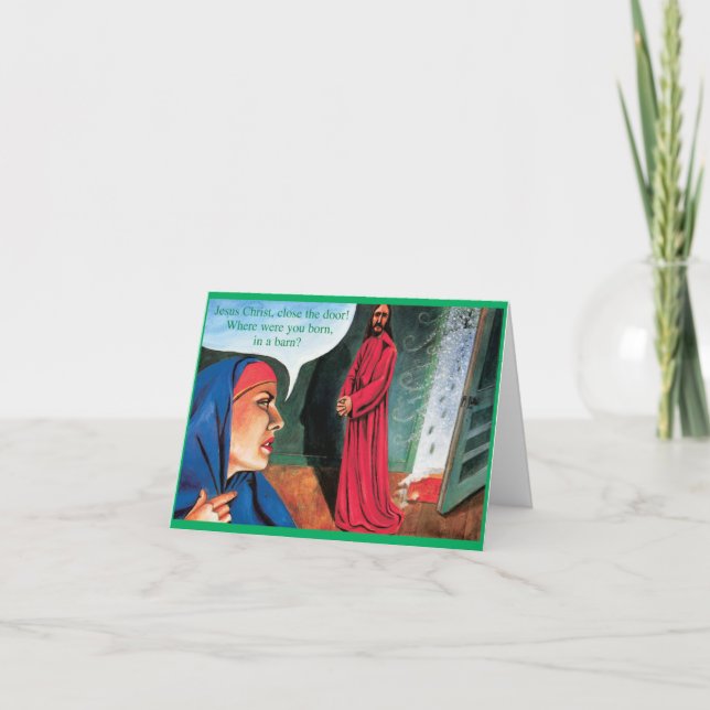 Ett roligt God jul-kort - fött i barn Kort (Framsida)