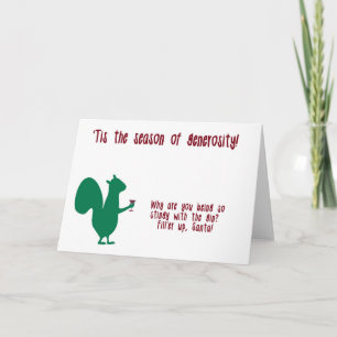 Ett roligt julkort med ekorre och gin helgkort