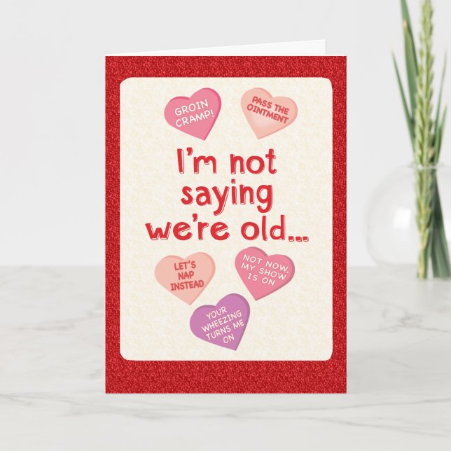 Ett roligt kort: Gamla Candy Hearts Helgkort (Framsida)