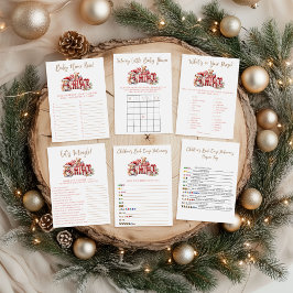 Ett roligt litet baby shower baby shower spel poster