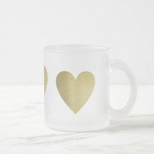 ett romantiskt hjärta i guld kärlek frostad glasmugg