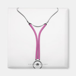 Ett rosa läkare stethoscope som visar symbolen magnet