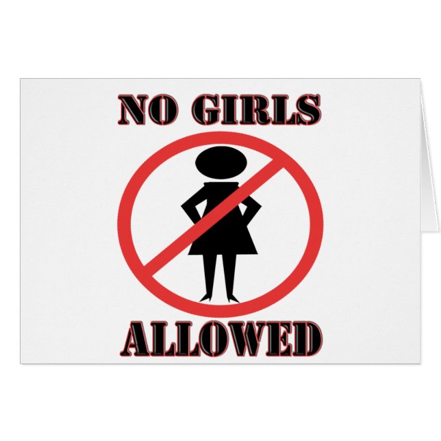 Ett Rött förbudstecken med en kvinna på insidan. Hälsningskort (Framsidan Horizontal)