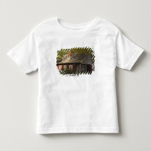 Ett rött loggar hem t-shirt (Framsida)