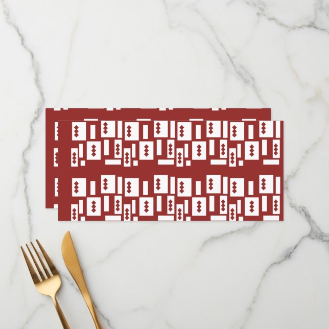 Ett rött matta med ett texturerat mönster sprids u meny (Fram/Back In Situ)