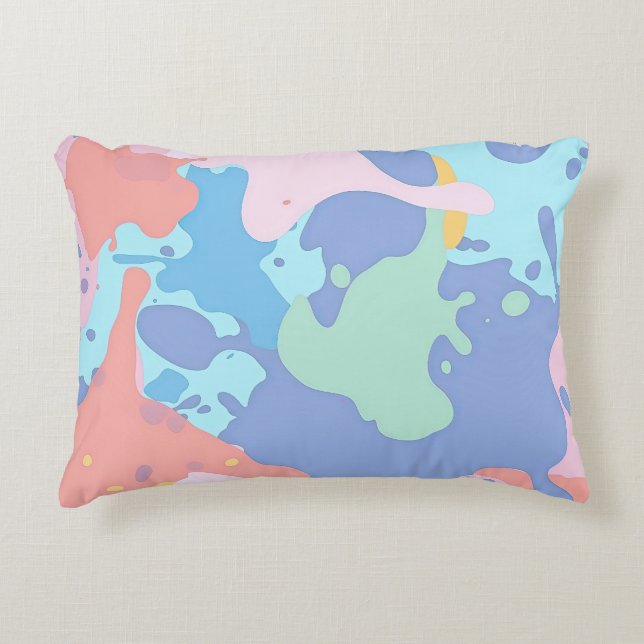 Ett rött mönster av färgfläckar prydnadskudde (Framsidan)