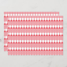 Ett rött och rosa geometriskt mönster med interlo tack kort