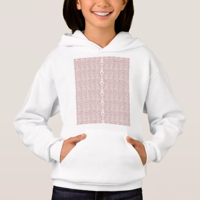 ett rött och vitt tapet med mönster på det t shirt (Framsida)