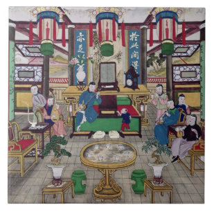 Ett rum i huset av Herr Kong, en Peking köpman Kakelplatta