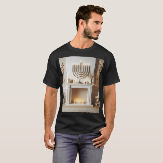 ett rum med en menorah och ljus på väggen t shirt