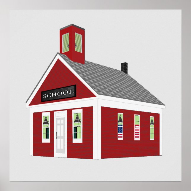 Ett rum Red Schoolhouse Kids Décor Print Poster (Framsidan)
