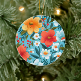 Ett runt ornament med blomsterdesign 