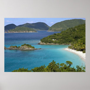 Ett scener av Caneel Bay från en väg i St John Poster